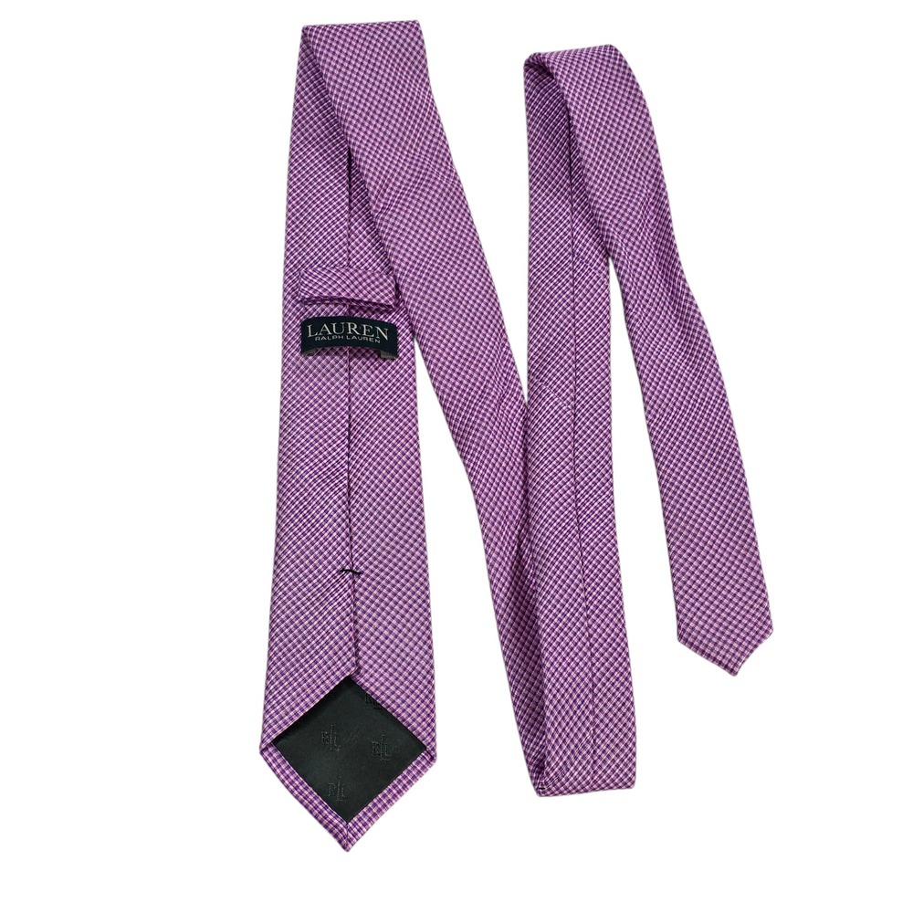 Lauren Ralph Lauren Mens Necktie Purple Silk Argyle Diamond Short Designer Suit
